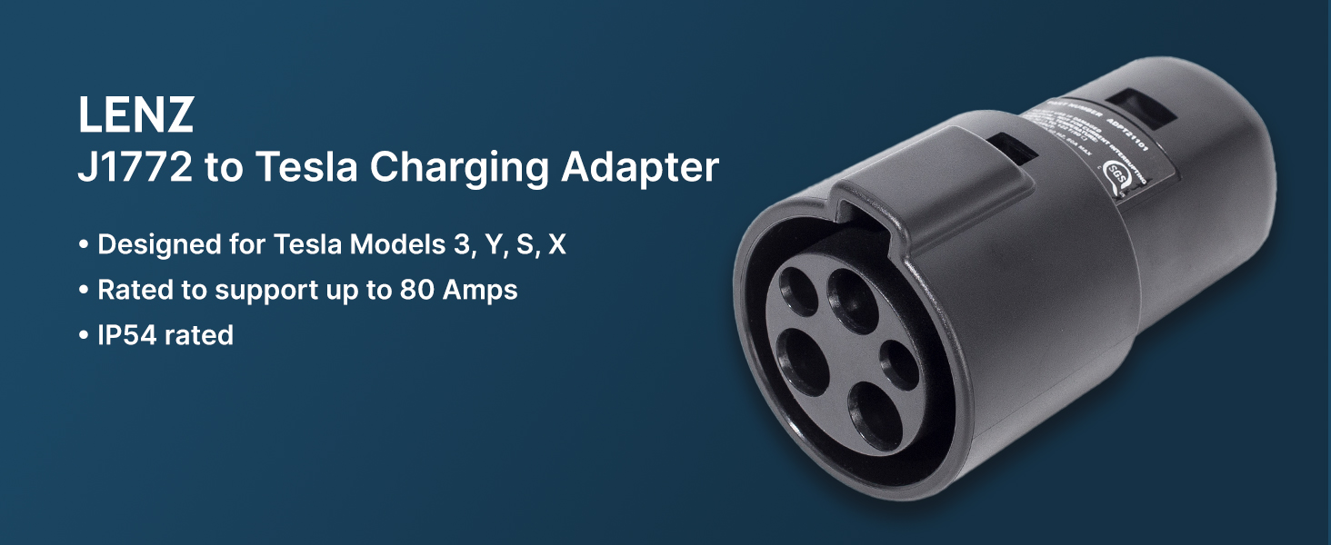 LENZ J1772 Charging Adapter for Tesla Model 3, Y, S, X & Cybertruck (80A / 2 &hellip;